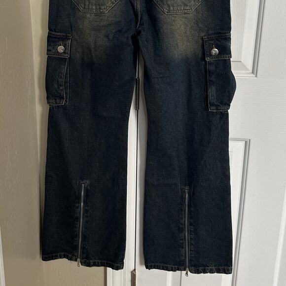 Ditch Baggy Straight Fit Zipper Cargo Jeans 30x30 - Picture 4 of 8